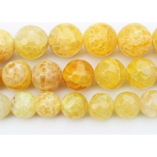 Faceted Yellow Crackle Agates 6-12 Round Beads 14inch ,Wholesale For DIY Jewellery Free Shipping