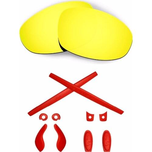 HKUCO For Juliet Gold Polarized Replacement Lenses And Red Earsocks Rubber Kit Combined sale