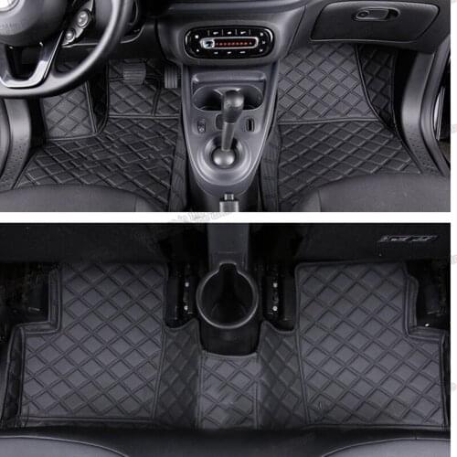 Interior leather car floor mats for smart forfour 2014 2015 2016 2017 2018 2019 2020 2021 2022 accessories carpet rug pad w453