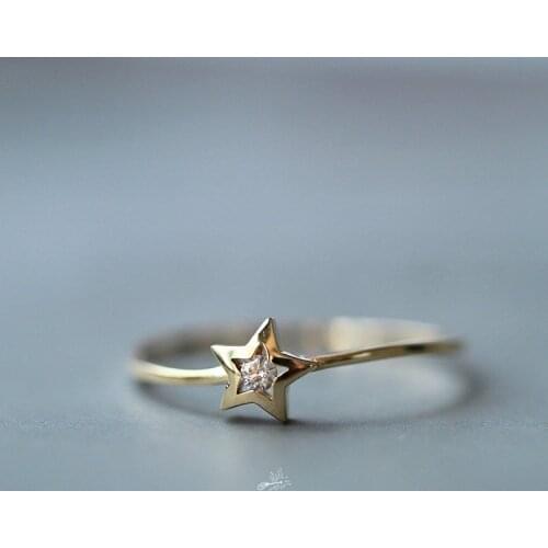 Fashion Exquisite Sparkling Star Wedding Ring Women Simple Cocktail Party Jewelry Holiday gift