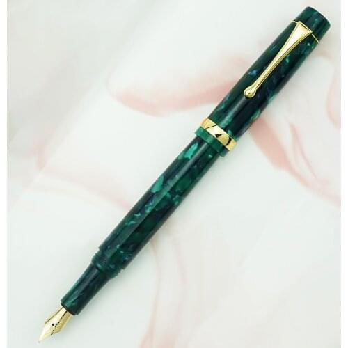 Jinhao Resin Acrylic Dark Green Fountain Pen Beautiful Ink Pen with Converter EF/F/Bent Nib Business Office School Writing Pen