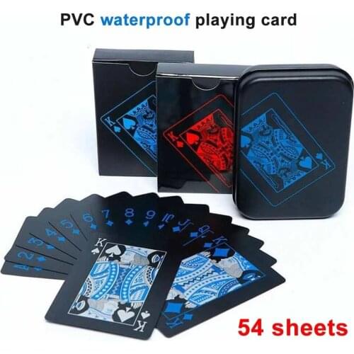 Quality Waterproof PVC Plastic Playing Cards Set Trend 54pcs Deck Poker Classic Magic Tricks Tool Pure Black Magic Box-Packed