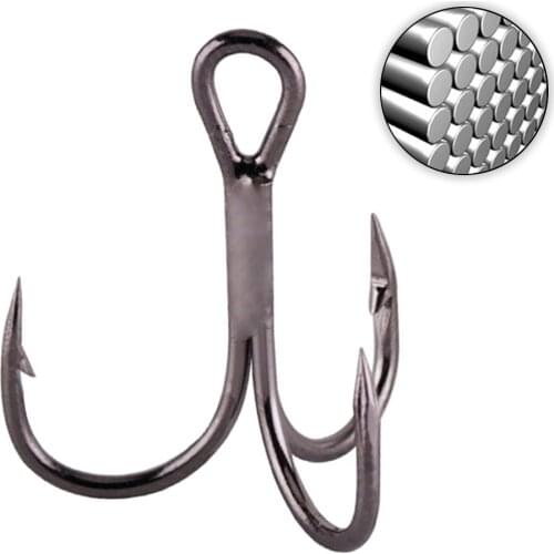 KoKossi 10PCS Fishing Treble Hook 4# 6# 8# Saltwater Bass Steel Carbon Fishing Overturned Hook Fishing Accessories Tackle Tools