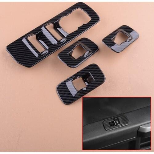 LHD Car Grain Door Armrest Window Lift Adjust Panel Switch Trim Fit For Ford F150 2015 2016 2017 2018 2019 Carbon Fiber Style