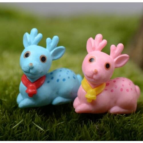 Little Deer Figures decorative mini fairy garden animals statue jardin miniature Moss ornaments resin craft TNA011