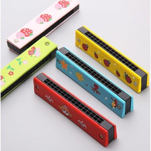 16 Holes Cute Harmonica Musical instrument Montessori Educational Toy Cartoon Pattern Kids Wind Instrument Children Gift Kid ZLL