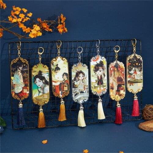 Heaven Officials Blessing Merch Painting Acrylic Keychain Pendant Chinese Traditional Accessories Tian Guan Ci Fu Gift A