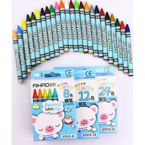 Creative Cartoon 8/12/24 Colors Non-Toxic Crayon Oil Painting Stick Kids Student Pastel Pencils for Drawing