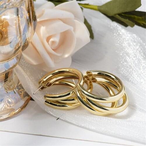 2021 New Hot Sale Temperament Geometric Earrings Round C-shaped Earring Simple Female Fashion Jewelry Dropshopping