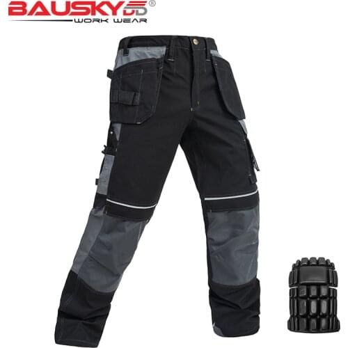 New High Quality Craftsman Mens Work Pants Workwear Multi Pockets Work Trousers Mechanic Workwear With EVA Knee Pads
