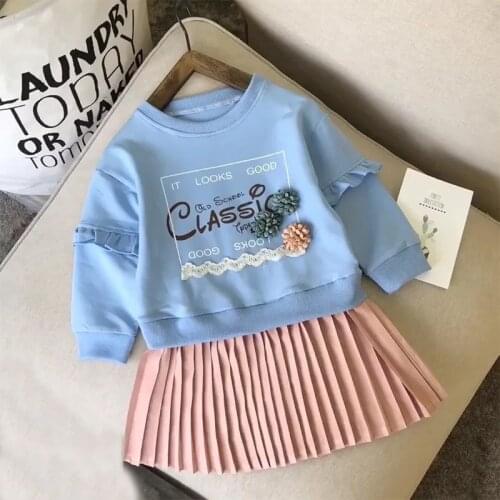 Girl Dress 2021 New Spring Autumn Girls Fashion Costume Baby Girls Letter Pattern Pleated Dresses Children Casual Clothes