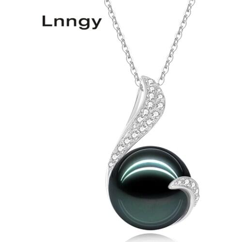 Lnngy 18K Gold 13mm Black Tahiti Pearl Pendant 18K White Gold/Yellow Gold/Rose Gold Diamond Pendant Jewelry Separate Pendant