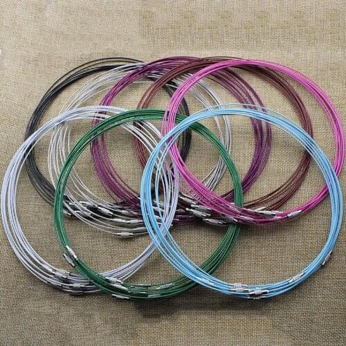10pcs 1mm Stainless Steel Wire Cable Cord Rope Chain Choker Necklace for DIY Jewelry Findings 18" Mixed Color Z952