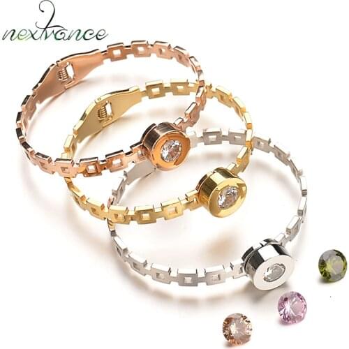 Nextvance DIY Interchangeable Hollow Bangle Luxury 7 Colors CZ Stone Spring Bangles For Birthday Creative Gift Bijoux Femme