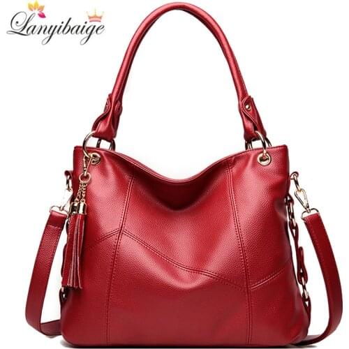 Luxury Brand Women Soft Leather Handbags Tassel Large Capacity Tote Bag Fashion Shoulder Crossbody Bags for Women 2021 New Sac