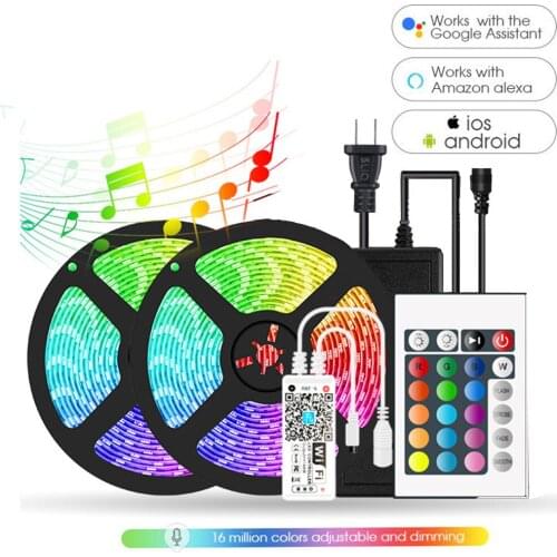 WIFI LED strip 12V RGB luces led light strip Flexible Ribbon Waterproof neon lights smart voice bluetooth control Lamp 5050SMD