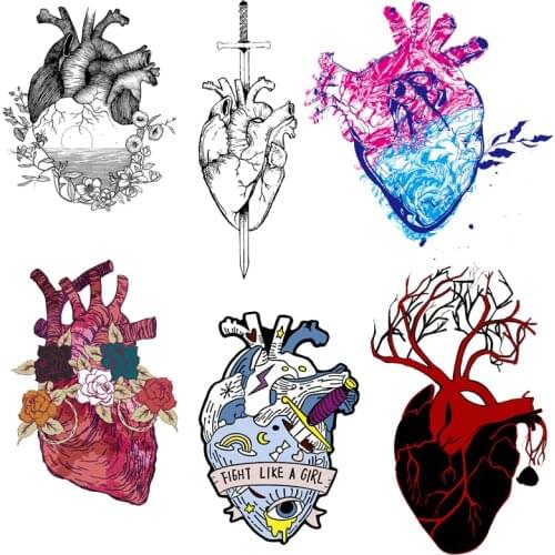 Heart Patch Iron-On Transfers For Clothing Colorful Patches Flower Thermal Stickers Cartoon Patches On Clothes Applique Stripes