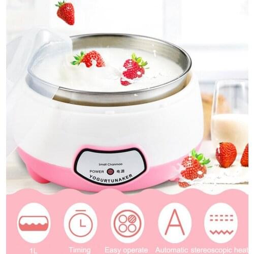 Yogurt Maker 1L Automatic Yogurt Machine Household DIY Yogurt Tools Kitchen Appliance PP Tank Pink 220V