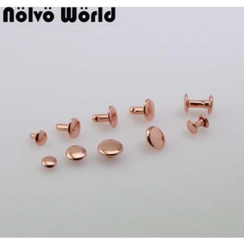 50-100pcs 6mm 8mm 10mm Head Feet Solid Rivets Fasteners High Quality Leather Crafts Bags shoes Studs Rose gold