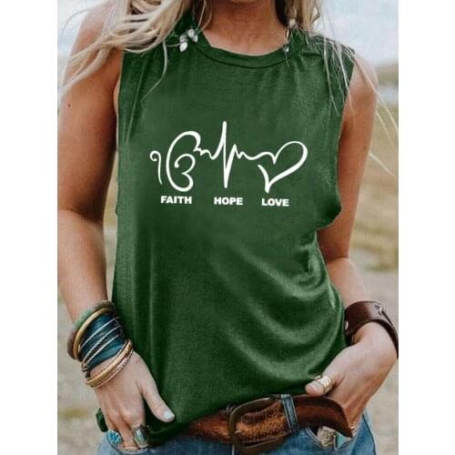 Faith Hope Love Print Women Sleeveless Tshirt Christian Shirt Unisex Funny Summer Casual Sleeveless Top Faith Top Gift for Her
