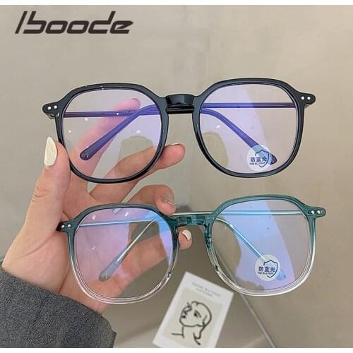 Iboode Women Men Fashion Glasses Oversized Anti Blue Light Eyeglasses Frames Students Computer Clear Protection Glasses