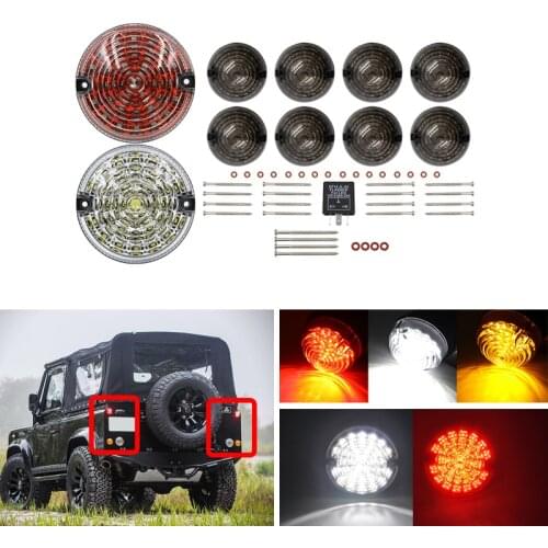 10PCs For Land Rover Defender 1990-2016 Smoke Clear Red Complete LED Upgrade Kit Lights For Rear Backup Fog Indicator Side Light