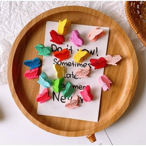 20pcs Baby Girl Headband Bangs Hairpin Cute Kawai Frosted 3D Butterfly Clip Solid Color Mini Princess Hair Accessories Kids Gift