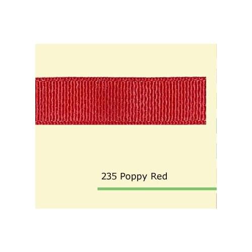5/8" inch (16mm) silver metallic Poppy Red grosgrain ribbons