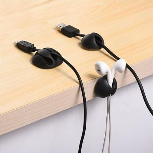 5pcs Silicone Cable Winder Organizer Office Desk Set Wire Data Line Holder Self Adhesive Line Fixer School Desk Accessories