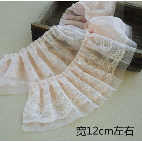 5 yards Blush Pink Tulle Ruffles With Lace 12 cm the width