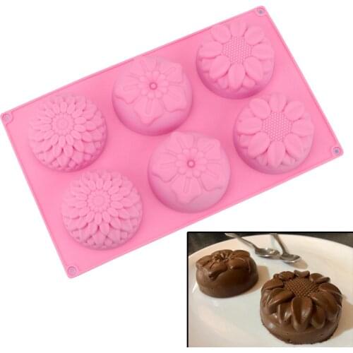 6 large flower silicone cake mold, silicone soap mold, cold soap mold, DIY handmade baking mold, kitchen baking tools