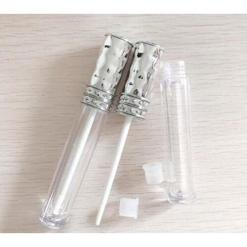7ML transparent lip gloss tube with silver cap for lip gloss /lashes grow liquid empty cosmetic container