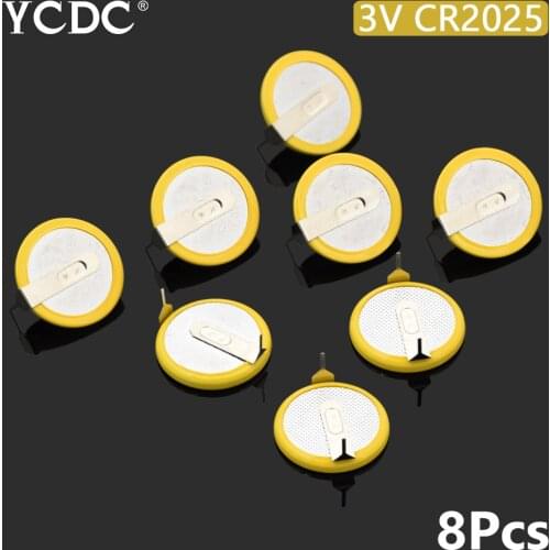 8Pcs 3V Soldered 2 Pins CR2025 Battery For Main Board Remote Control Game Toy