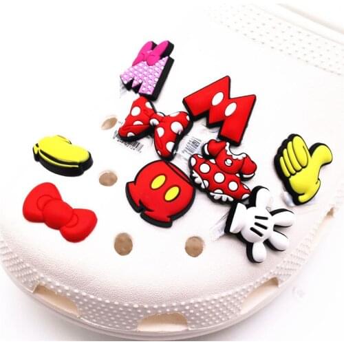 High Quality Cartoon Shoe Charms Accessories Cute Skirt Gloves Pants Slipper Buckle Decoration for Kids X-mas Party Gifts F102AL