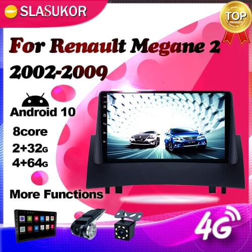 4+64G Android DSP For Renault Megane 2 2002-2009 Car Radio Multimedia Video Player Navigation GPS 2 din 2din Player WIFI RDS
