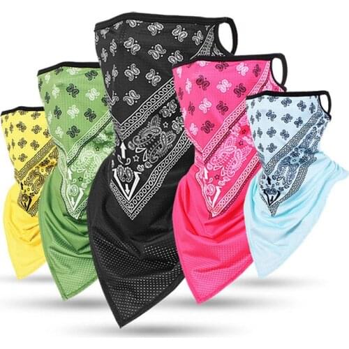 Sport Bandana Paisley Ice Silk Neck Gaiter Cover Hanging Ear Triangle Face Tube Scarf Fishing Headband Race Hiking BboyMen Women