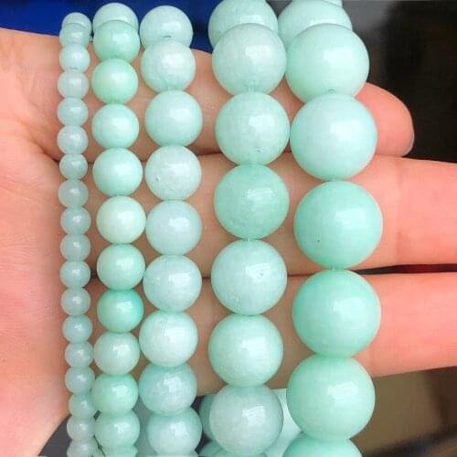 Natural Stone Amazonite Jades Beads High Quality Loose Spacer Beads For Jewelry Making 4-12MM Diy Woman Necklace Bracelet 15"