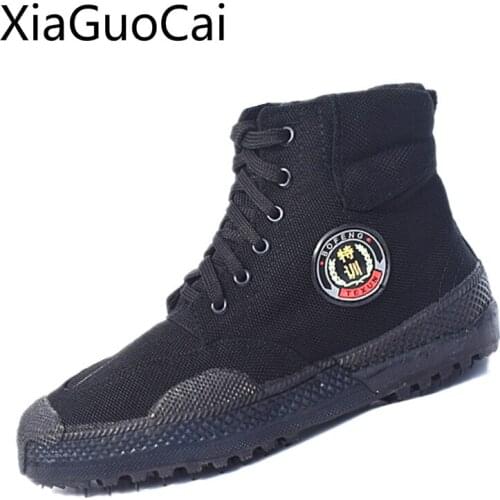 Black High Quality Mens Army Boots Round Toe High-top Security Outdoor Mens Military Boots Spring and Autumn Unisex Ankle Boots