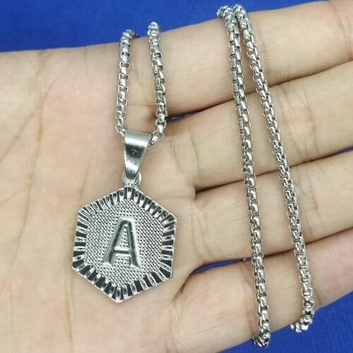 Long Chain Necklace Women Men Fashion Jewelry Accessories 26 Letters Neck Jewelry Party Gifts Stainless Steel Pendant Necklace