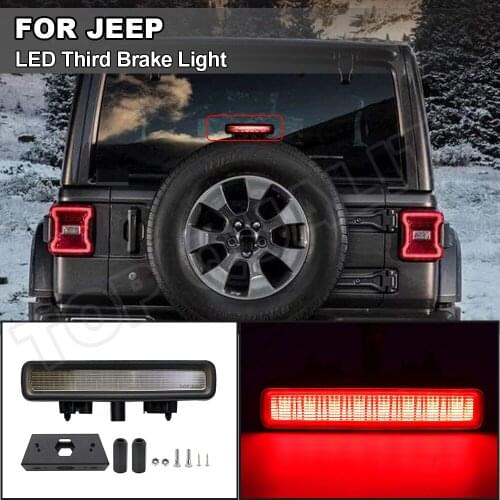For Jeep Wrangler JL 2018 2019 2020 LED Third 3RD Brake Light High Mount Car Tail Warning Lamp Smoked Red Lens Stop Signal Light