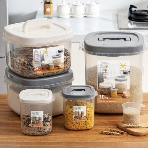 Sealed Silicone Rice Bucket Grain Dispenser Transparent Kitchen Food Container Household Rice Storage Box Plastic Container