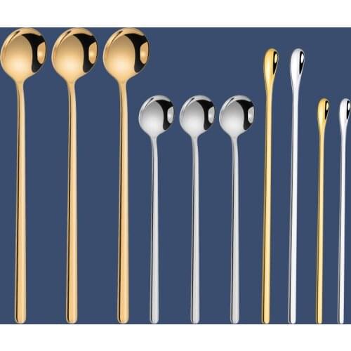 Stainless steel spoon small round spoon stirring spoon titanium 304 small round spoon honey spoon hand gift