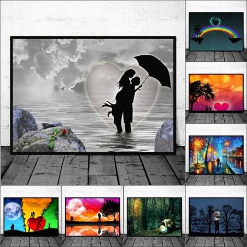 Canvas Painting Couple Kissing Oil Painting Abstract Canvas Painting Living Room Picture Modern Wall Art Poster Home Decoration