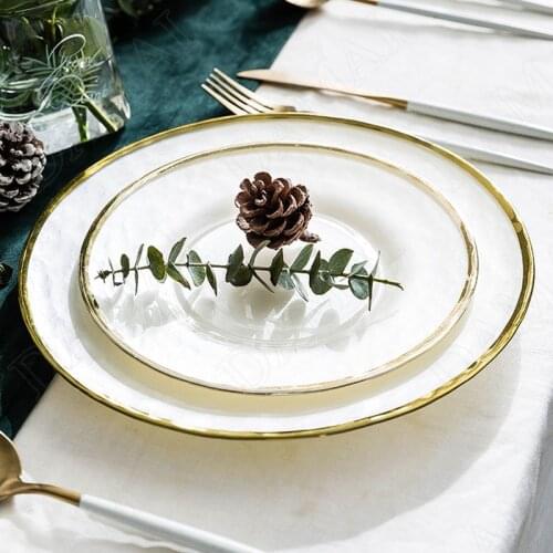 Golden Stroke Ceramic Plate Kiln Change Glaze Western Steak Dish Creativity Restaurant Serving Tray Afternoon Tea Dessert Plates