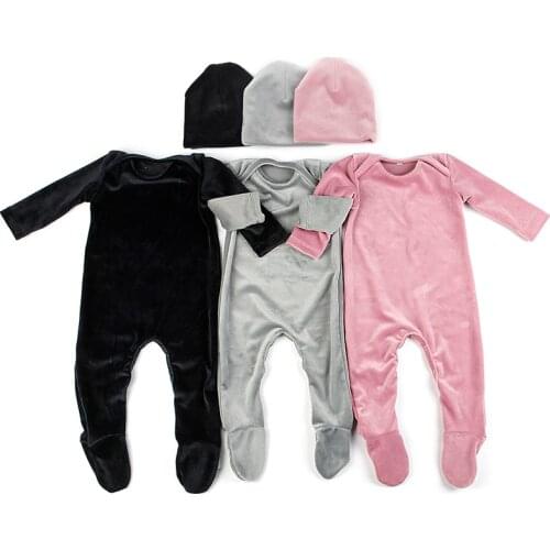 Charm Baby Clothes Boy Girl Romper Autumn Winter Clothes Newborn Jumpsuit Infant Outfits 0-9M Unisex Coat Beanie Hat Set Suit