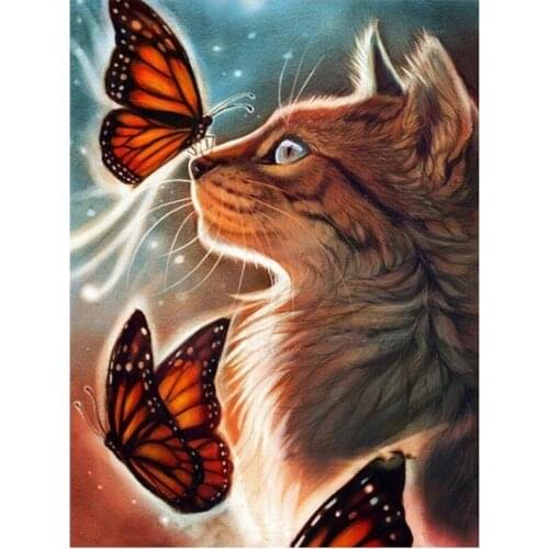Cat Butterflies Diamond Paint Animals Diamand Embroidery Painting Craftwork Rhinestone Picture Wall Sticker Hobby Diamond Dotz