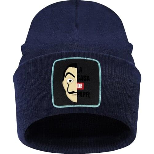 La Casa De Papel Print Skull Knitted Hats Warm Winter Beanie Cap Unisex Outdoor Casual Bonnet Hat Simple Street Men Skullies Hat