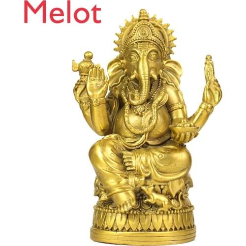 Brass Pure Copper Thailand Elephant God Trunk God of Wealth Statue Decoration Indian Guardian Statue Decoration