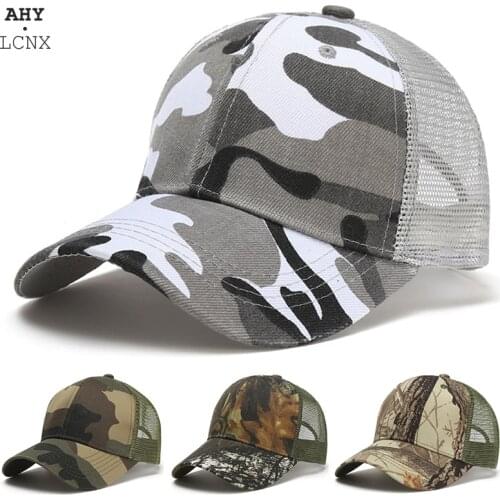Mesh Summer Sun Hat Caps for Men Women Adjustable Baseball Cap Mens Trucker Hats Camo Camouflage Womens Baseball Hat