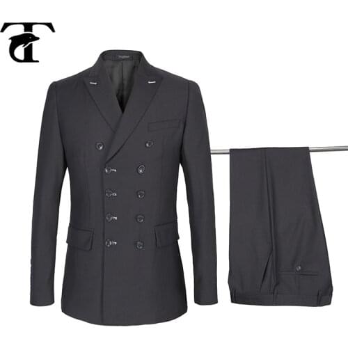 2020 Gray Double Breasted Suit Men Casual Business Wedding Suits Jacket set 2 pcs Men Terno Costume Homme Mariage Slim Fit 58
